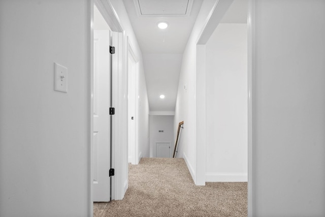 hall with light carpet