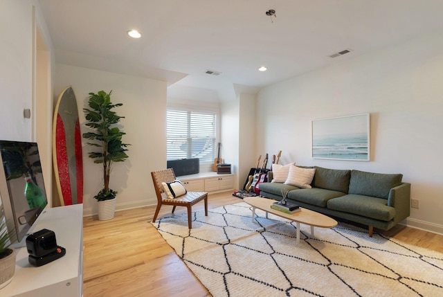 living room featuring light hardwood / wood-style floors