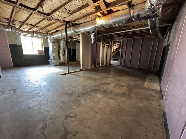 basement with heating unit