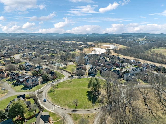 drone / aerial view with a mountain view