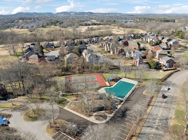 aerial view with a mountain view