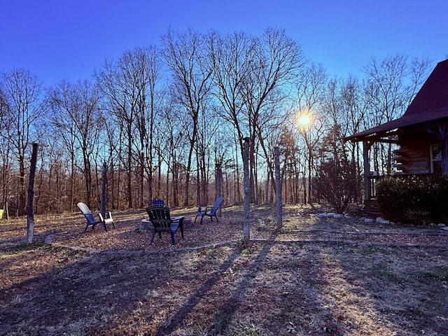 view of yard at dusk