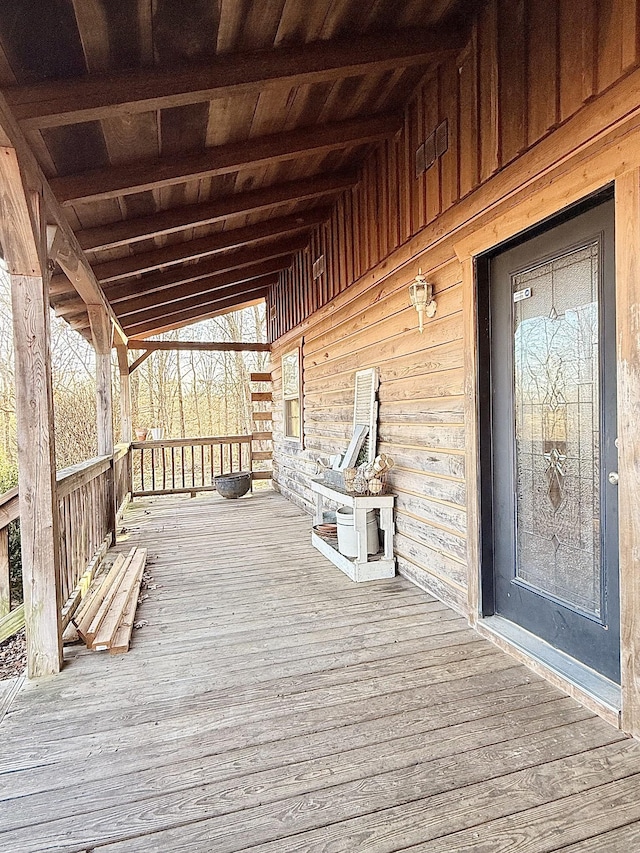 wooden deck with a porch