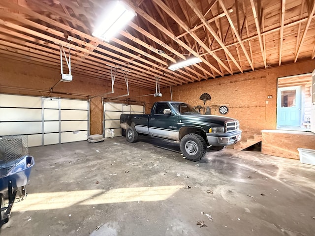 garage with a garage door opener