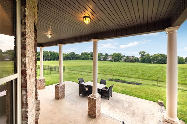 view of patio featuring a rural view