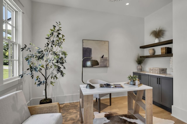 office featuring light hardwood / wood-style floors