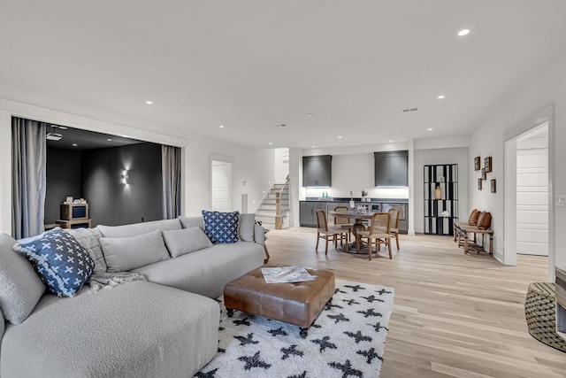 living room featuring light hardwood / wood-style flooring