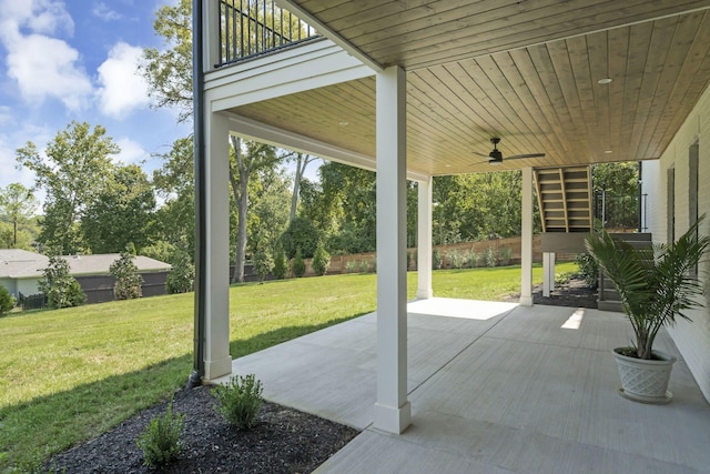 view of patio / terrace with ceiling fan