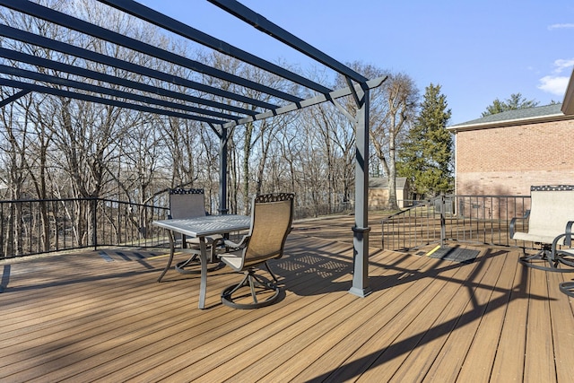 wooden terrace with a pergola