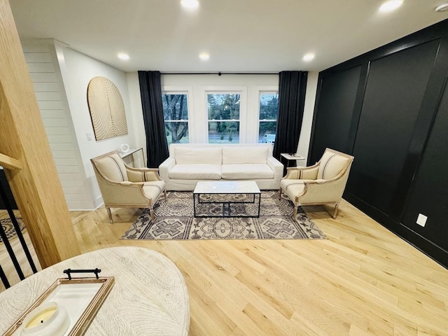 living room featuring light hardwood / wood-style flooring