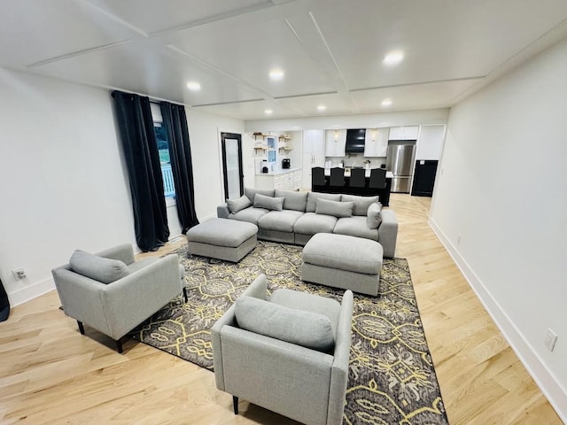 living room with light hardwood / wood-style floors