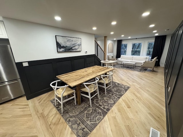 dining area featuring light hardwood / wood-style flooring