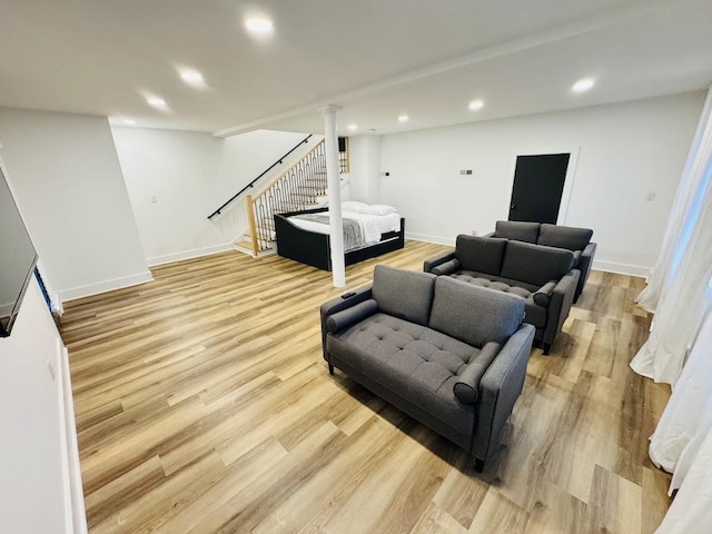 living room featuring light hardwood / wood-style flooring