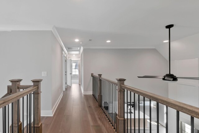 3025 Shady Forest Dr, Murfreesboro, TN 37128 - corridor featuring recessed lighting, wood finished floors, baseboards, and an upstairs landing