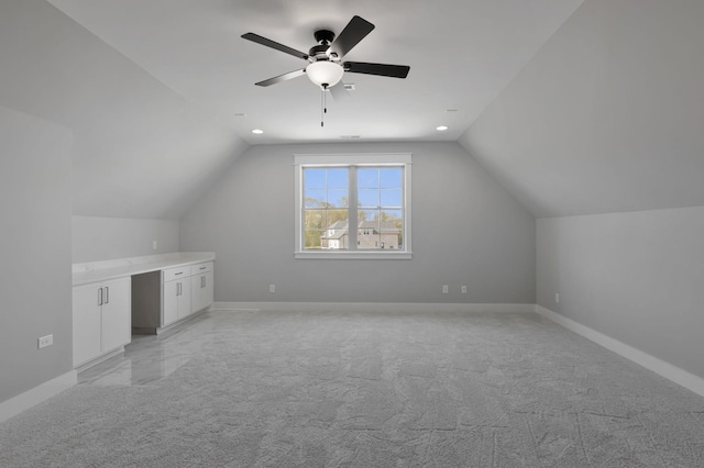3025 Shady Forest Dr, Murfreesboro, TN 37128 - bonus room with vaulted ceiling, a ceiling fan, light carpet, and baseboards