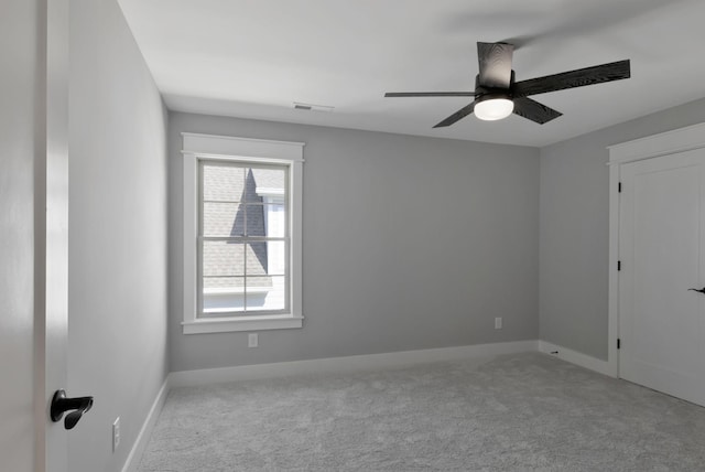 3025 Shady Forest Dr, Murfreesboro, TN 37128 - spare room with baseboards, visible vents, carpet, and ceiling fan