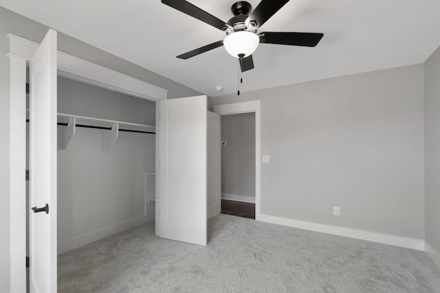 3025 Shady Forest Dr, Murfreesboro, TN 37128 - unfurnished bedroom with a closet, baseboards, a ceiling fan, and carpet