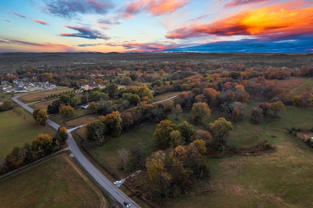 view of aerial view at dusk