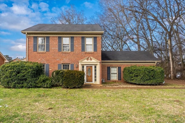 colonial house with a front lawn