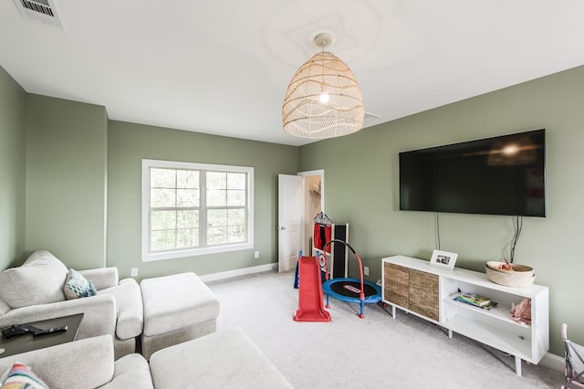 living room with carpet flooring