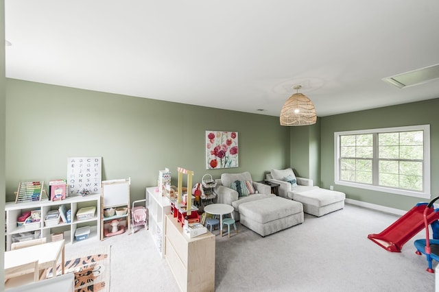 game room featuring carpet floors