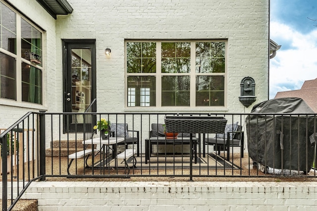 wooden deck with area for grilling