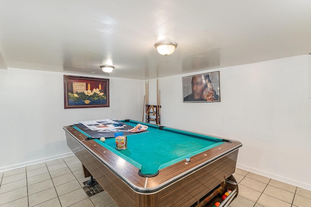 playroom with billiards and light tile patterned flooring