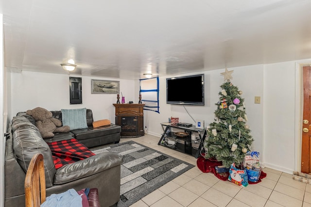 view of tiled living room