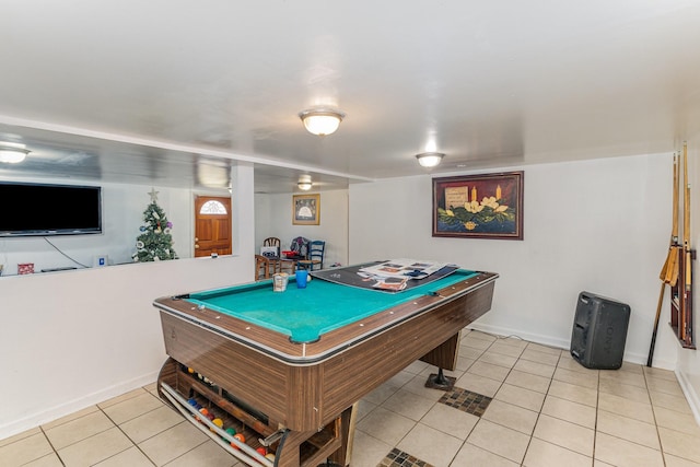 recreation room featuring billiards and light tile patterned floors