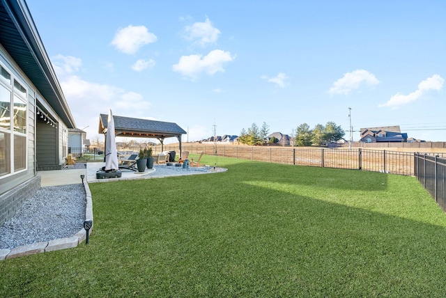 view of yard with a patio area and a gazebo