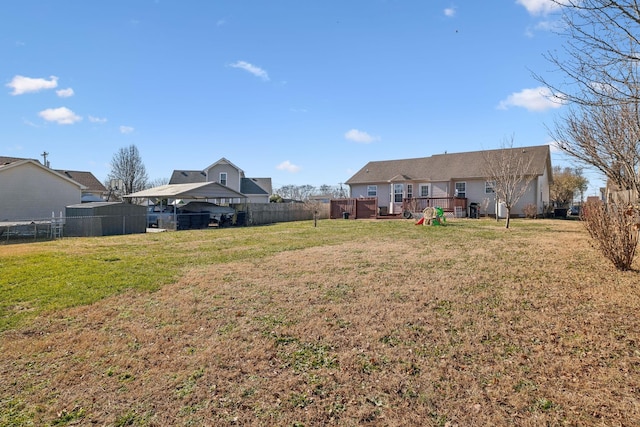 view of yard with a deck