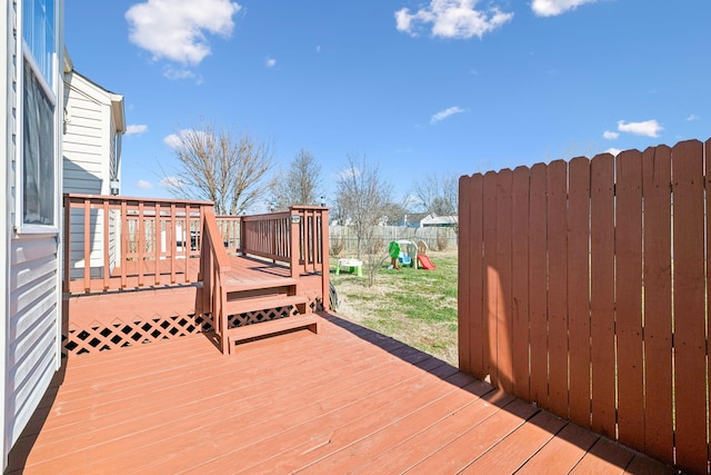 deck with a playground