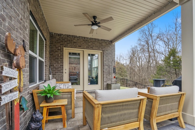 view of patio / terrace featuring outdoor lounge area and a ceiling fan