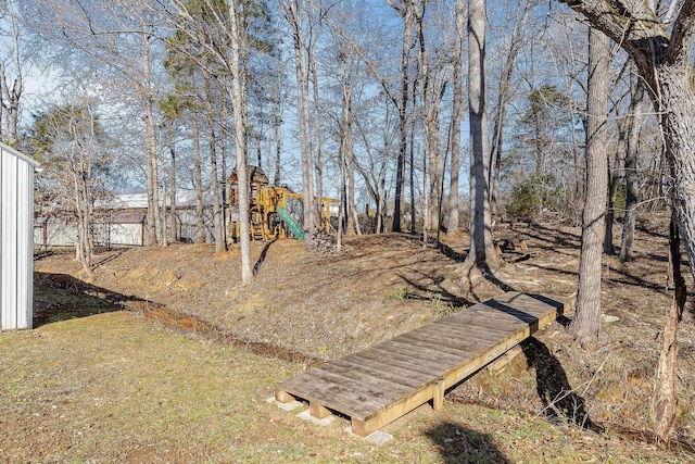 view of yard with a playground