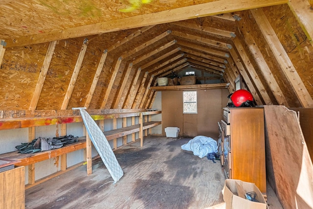 view of unfinished attic