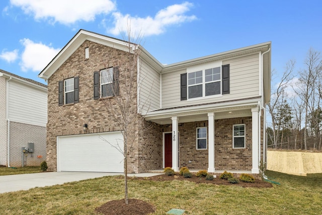 front of property with a garage and a front yard