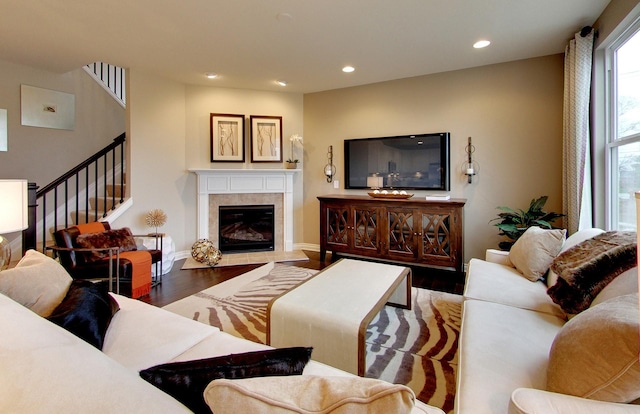 living room featuring wood-type flooring