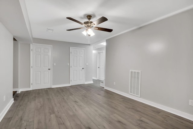 interior space featuring ceiling fan and light hardwood / wood-style floors