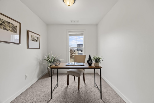 view of carpeted office space