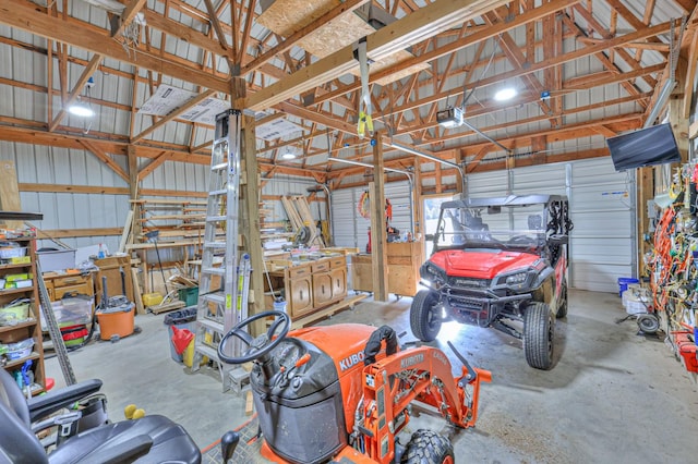 garage with a garage door opener