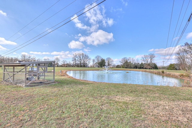 view of yard with a water view