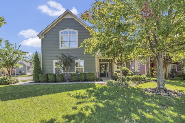 view of front of house with a front lawn