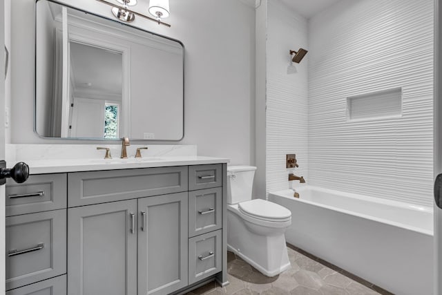 full bathroom with shower / washtub combination, toilet, and vanity