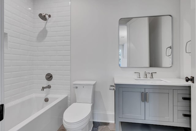 full bathroom with shower / bath combination, toilet, and vanity