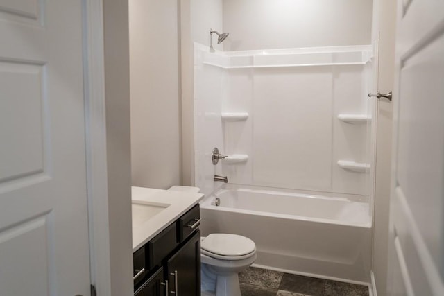 full bathroom with toilet, shower / bathtub combination, and vanity