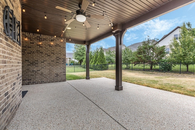 view of patio with ceiling fan