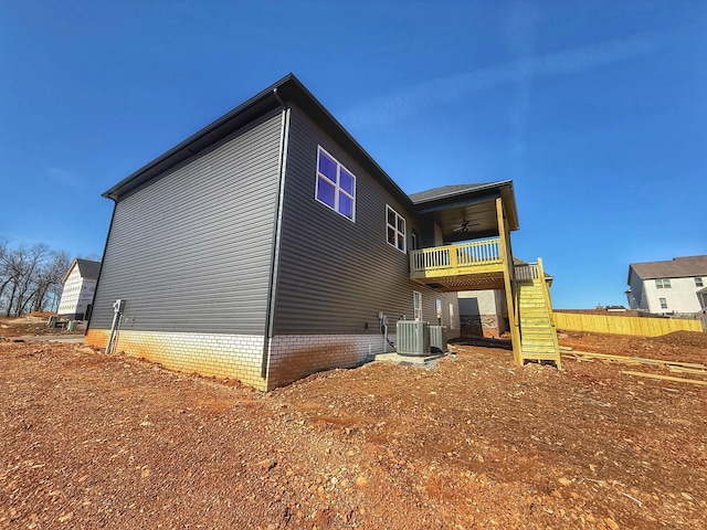 308 Griffey Ests, Clarksville, TN 37042 - view of home's exterior featuring central AC, stairs, and ceiling fan