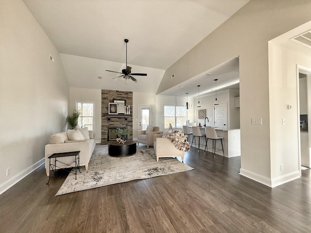 308 Griffey Ests, Clarksville, TN 37042 - living room with baseboards, dark wood-type flooring, and plenty of natural light