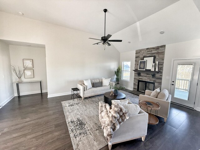 308 Griffey Ests, Clarksville, TN 37042 - living area featuring dark wood-type flooring, a ceiling fan, and baseboards