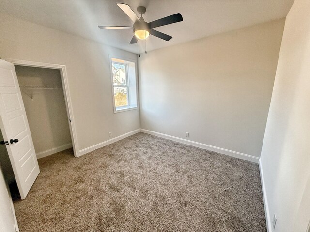 308 Griffey Ests, Clarksville, TN 37042 - unfurnished bedroom with a ceiling fan, baseboards, carpet floors, and a closet
